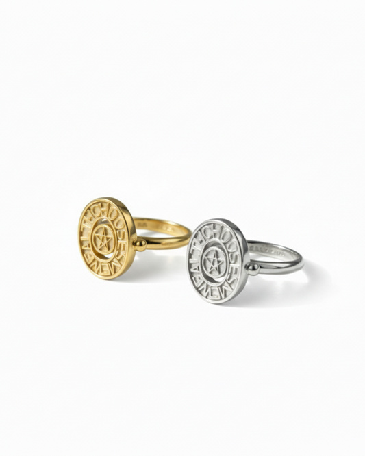 Pentacle Engraved Signet Ring- wealth talisman - yiru.jeweller