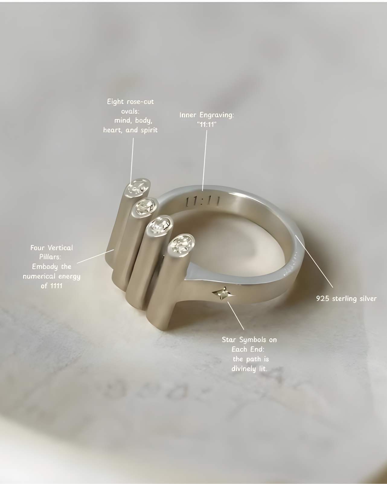 Portal Sterling Silver Ring - 1111 Angel Number - yiru.jeweller