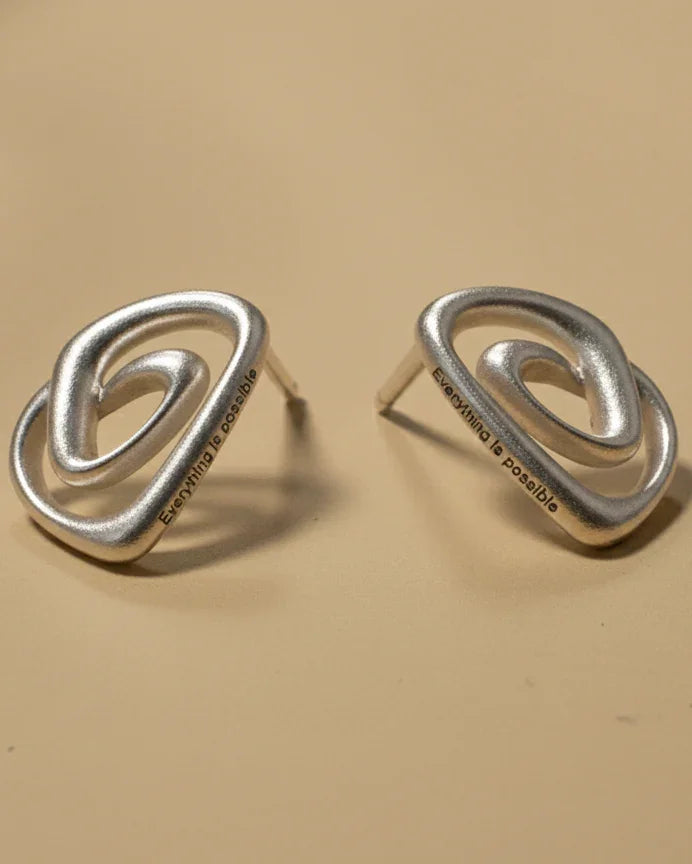 Sacred Spiral sterling Silver Earrings- Possibility Loop - yiru.jeweller