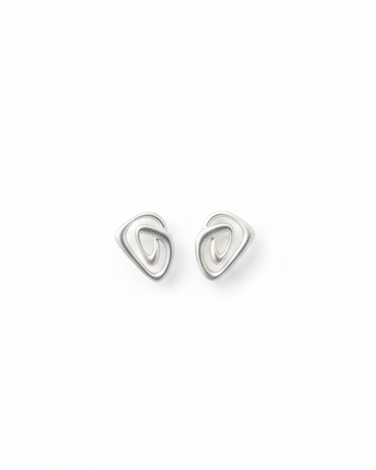 Sacred Spiral Sterling Silver Earrings | Fibonacci Geometry Studs - yiru.jeweller