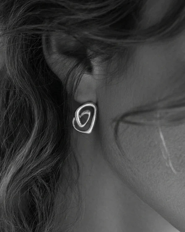 Sacred Spiral sterling Silver Earrings- Possibility Loop - yiru.jeweller