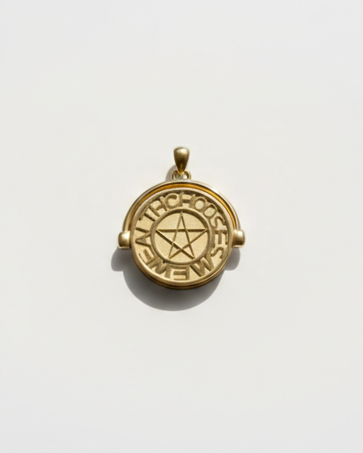 Pentacle Signet Necklace , Tarot Wealth Talisman - yiru.jeweller