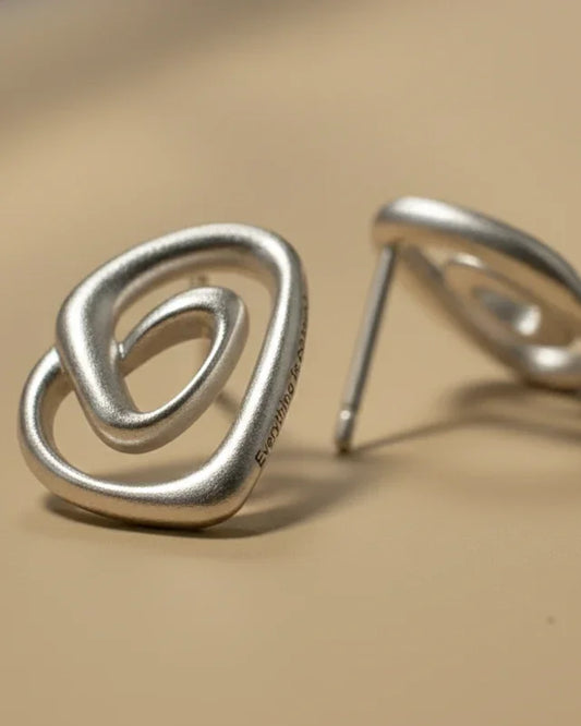 Sacred Spiral sterling Silver Earrings- Possibility Loop - yiru.jeweller