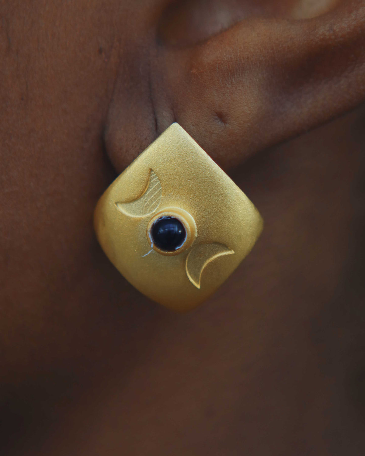 Your inner rune triple moon earrings with crescent moon and celestial design paidbah