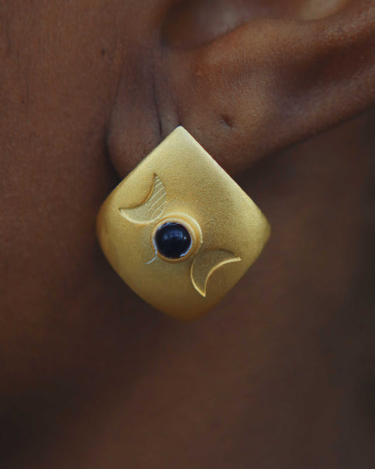 Your inner rune triple moon earrings with crescent moon and celestial design paidbah
